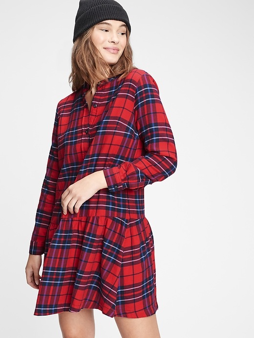 View large product image 1 of 1. Plaid Shirtdress