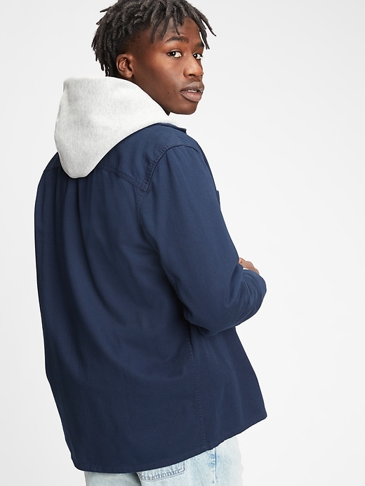 2 of 8 showing, with the color elysian blue of product Twill Shirt Jacket