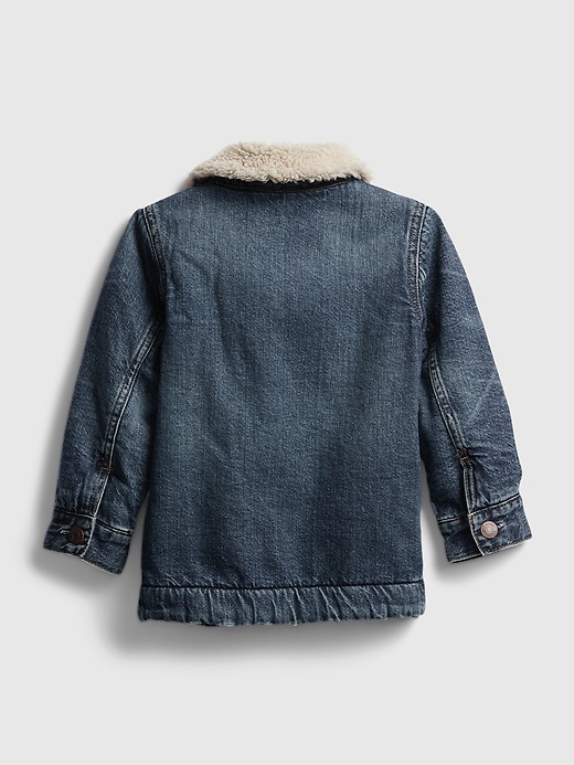 2 of 8 showing, with the color medium wash of product Toddler Sherpa Lined Denim Jacket
