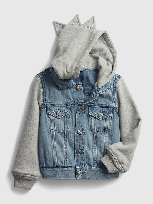 1 of 8 showing, with the color medium wash of product Toddler Dinosaur Denim Jacket with Washwell™