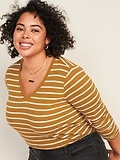 EveryWear Striped Slub-Knit Plus-Size Long-Sleeve Tee