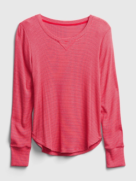 2 of 8 showing, with the color pink & red stripe of product Ribbed Top in Modal