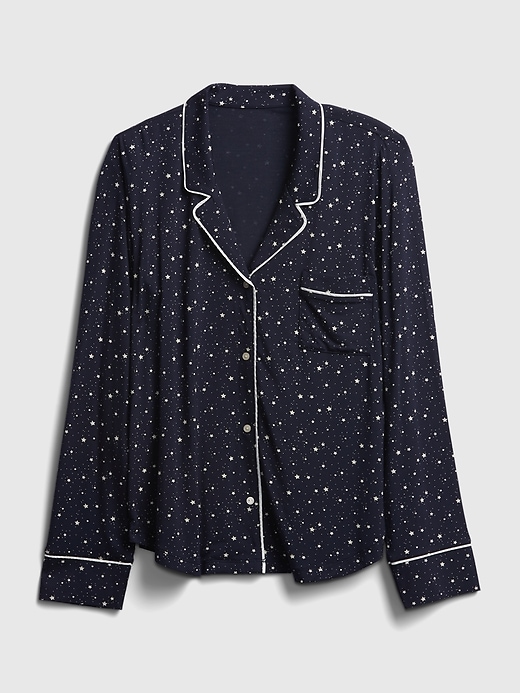 2 of 8 showing, with the color navy blue stars of product Adult Pajama Shirt in Modal