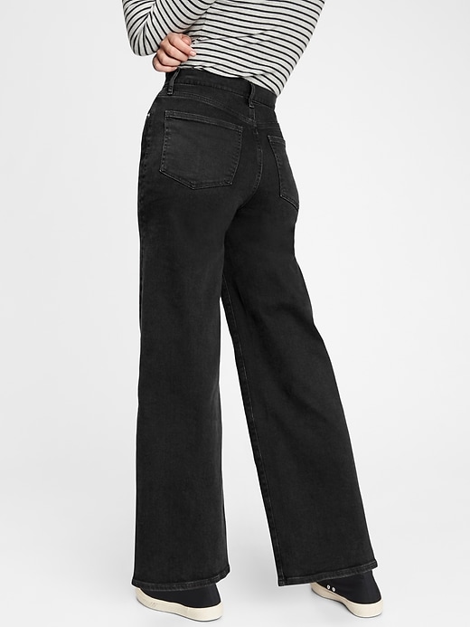 2 of 8 showing, with the color absolute black of product Sky High Wide-Leg Jeans With Washwell™