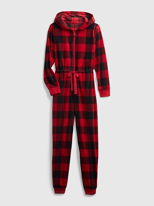 Image number 2 showing, Adult Fleece Plaid One-Piece