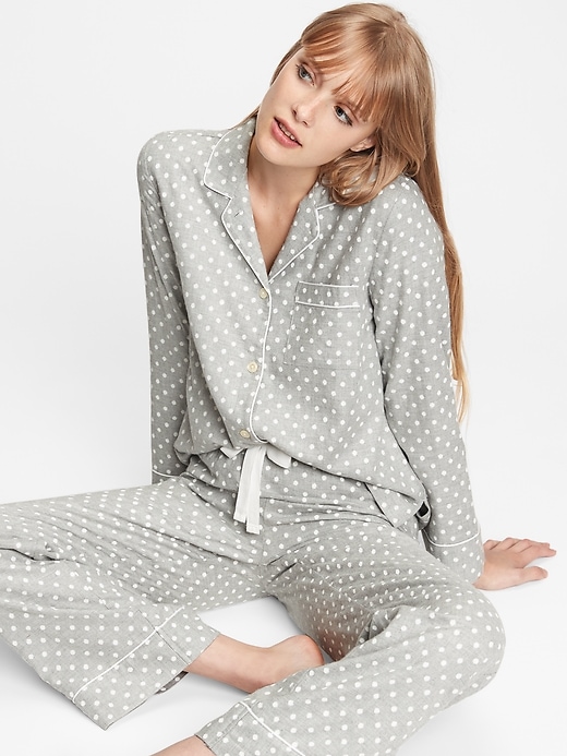 1 of 8 showing, with the color light grey dot of product Adult Flannel PJ Set