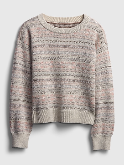 1 of 8 showing, with the color french vanilla of product Kids Fair Isle Stripe Sweater