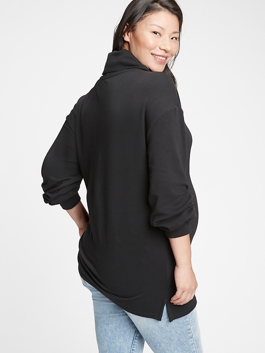 2 of 8 showing, with the color true black of product Maternity Nursing Turtleneck Sweatshirt in Supersoft Terry