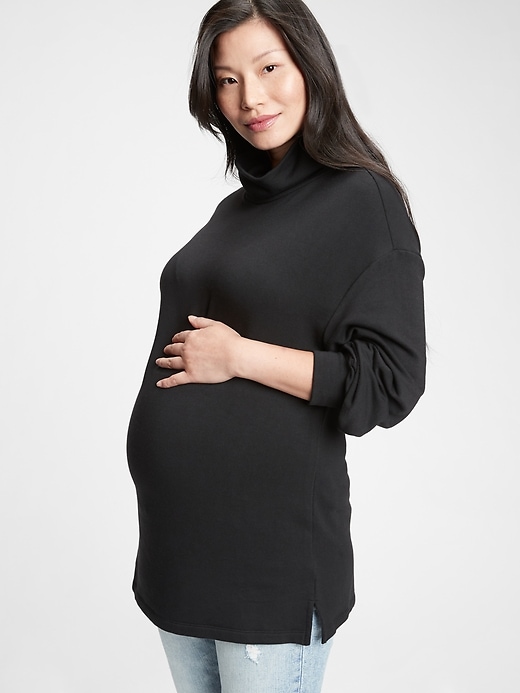 Image number 1 showing, Maternity Nursing Turtleneck Sweatshirt in Supersoft Terry