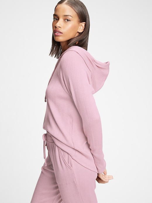 1 of 8 showing, with the color elderberry pink of product Softest Hoodie