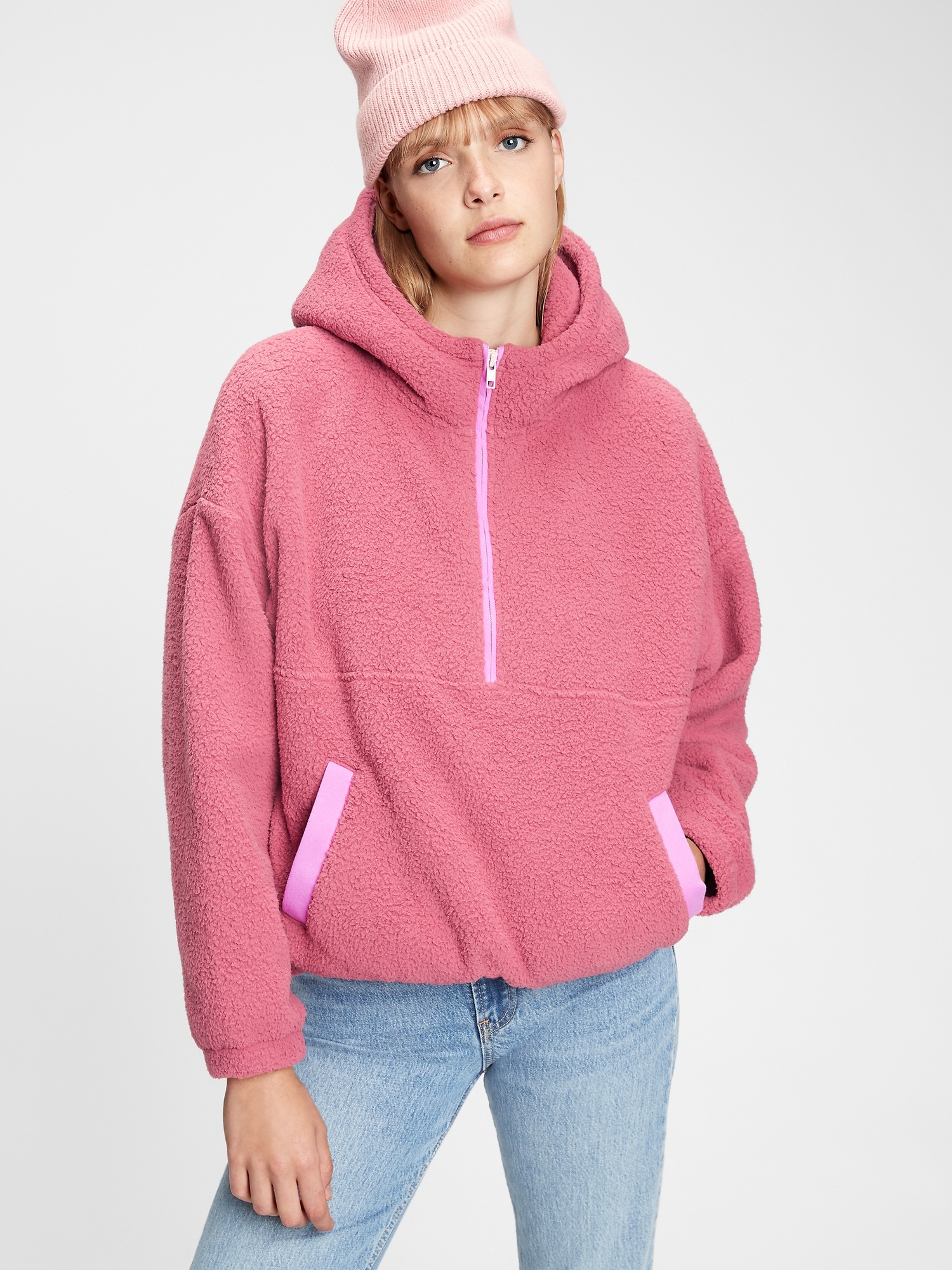 Sherpa Half Zip Hoodie Gap