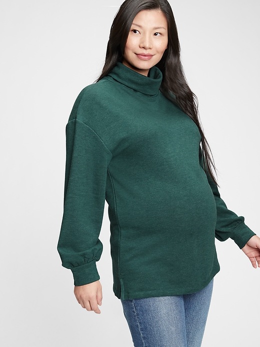 View large product image 1 of 1. Maternity Nursing Turtleneck Sweatshirt in Supersoft Terry
