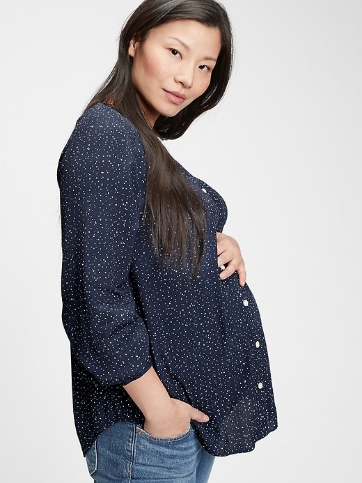 View large product image 1 of 1. Maternity Button-Front Shirt