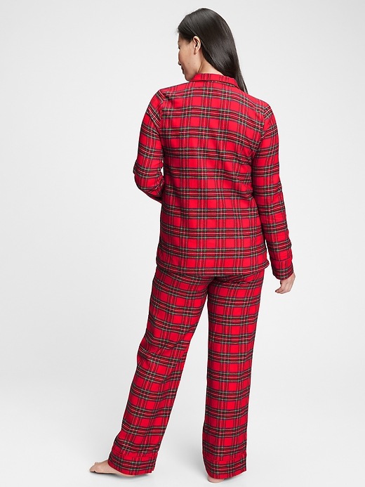 2 of 8 showing, with the color multi plaid of product Maternity Flannel PJ Set