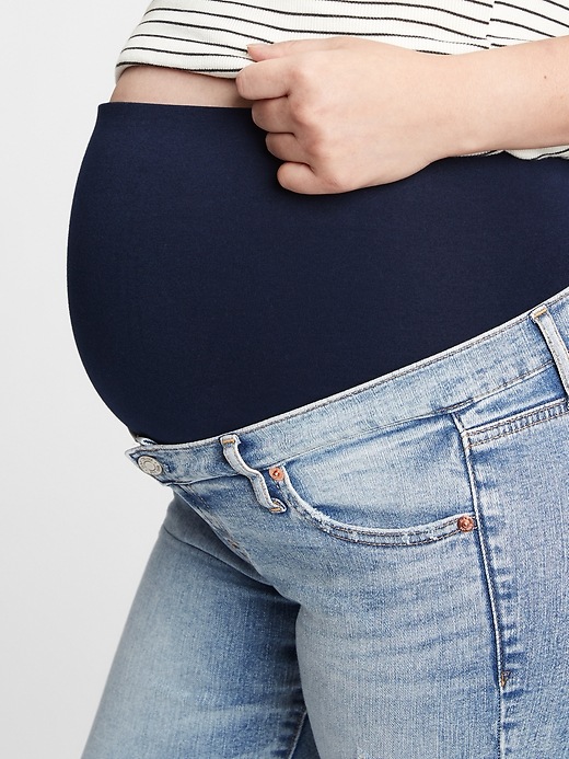 Image number 3 showing, Maternity True Waistband Full Panel Distressed Skinny Jeans With Washwell&#153