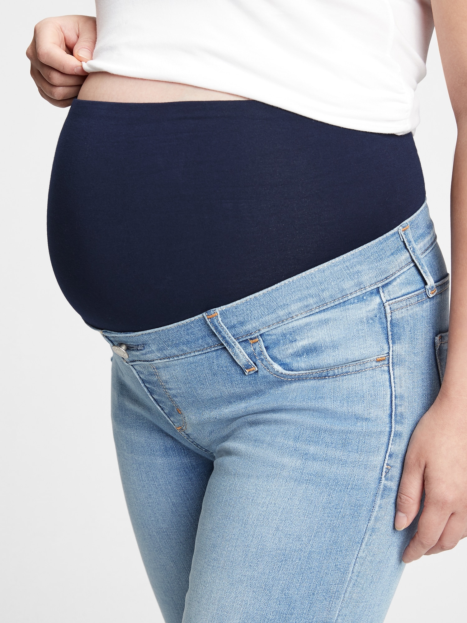 Maternity Full Panel Destructed Legging Jeans Gap