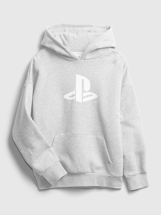 2 of 8 showing, with the color light heather gray of product Teen &#124 PlayStation Oversized Graphic Hoodie