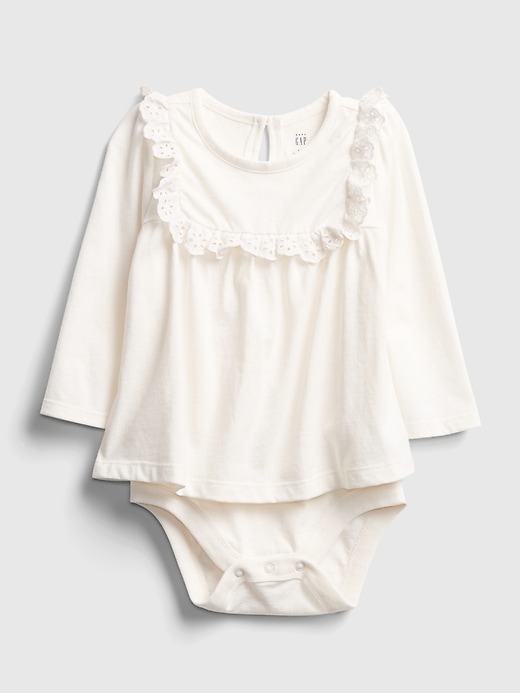 1 of 8 showing, with the color ivory frost of product Baby Lace Bodysuit