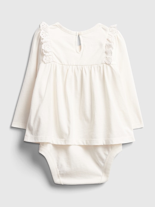 2 of 8 showing, with the color ivory frost of product Baby Lace Bodysuit