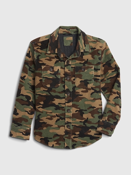 1 of 8 showing, with the color green camo of product Kids Camo Cord Chore Jacket