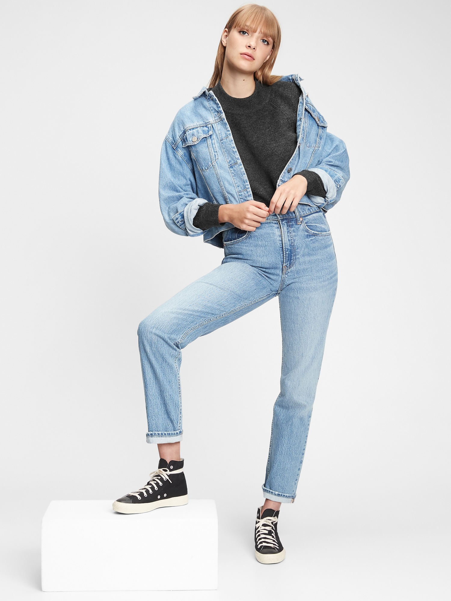 gap waffle stitch crewneck sweater