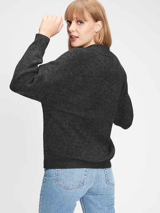 2 of 8 showing, with the color charcoal grey of product Waffle-Stitch Mockneck Sweater