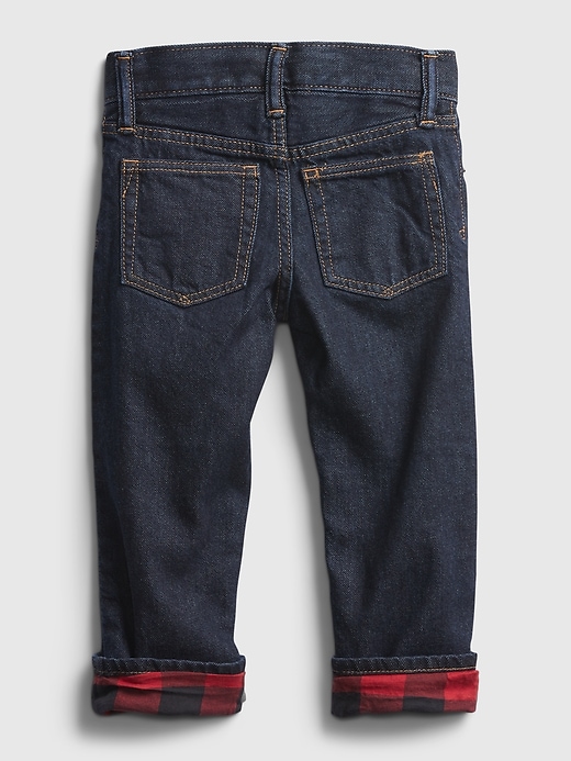 Image number 2 showing, Toddler Plaid Lined Straight Jeans