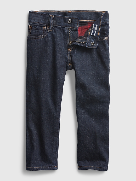Image number 3 showing, Toddler Plaid Lined Straight Jeans