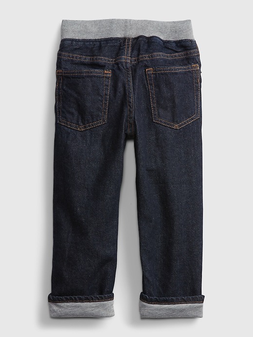 Image number 2 showing, Toddler Pull-On Lined Rib Waist Straight Jeans