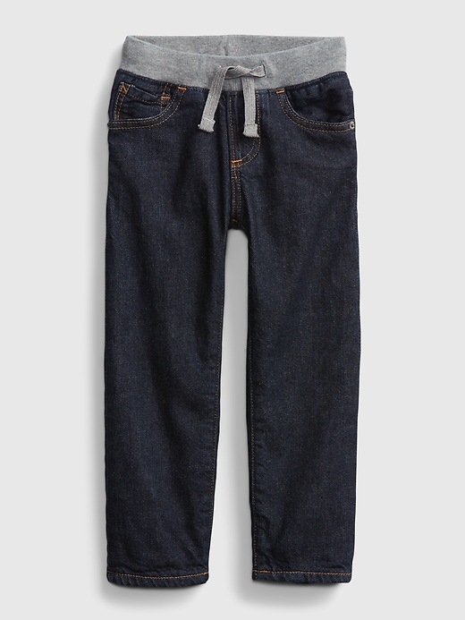 Image number 3 showing, Toddler Pull-On Lined Rib Waist Straight Jeans