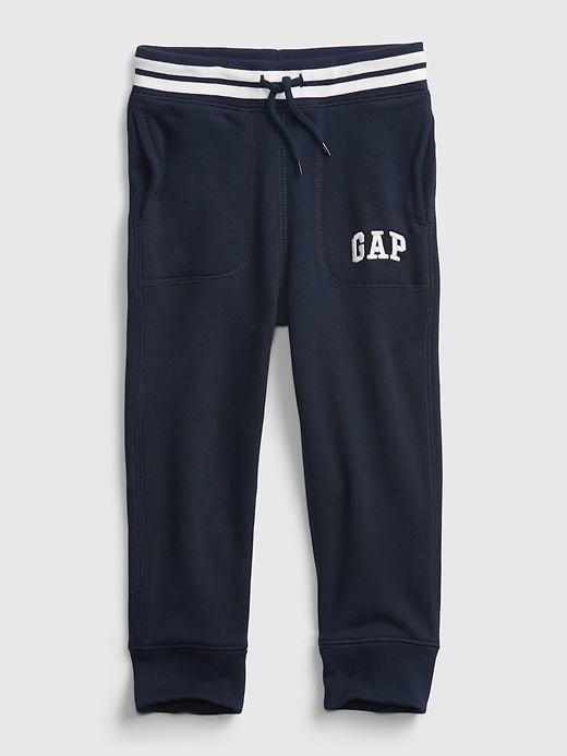 1 of 8 showing, with the color tapestry navy of product Toddler Gap Logo Pull-On Joggers