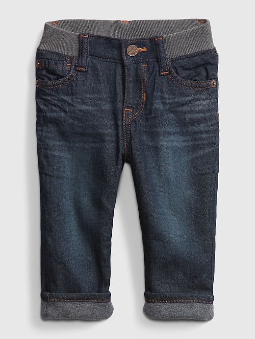 Image number 1 showing, Baby Straight Fleece Lined Jeans