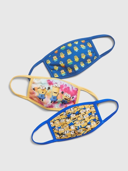 1 of 8 showing, with the color multi minions of product Kids Minions Face Mask (3-Pack)