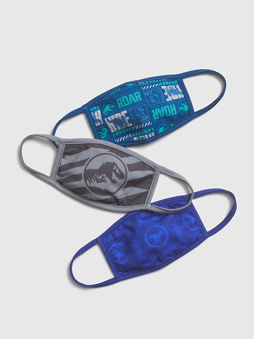 1 of 8 showing, with the color multi jurassic park of product Kids Jurassic Park Face Mask (3-Pack)