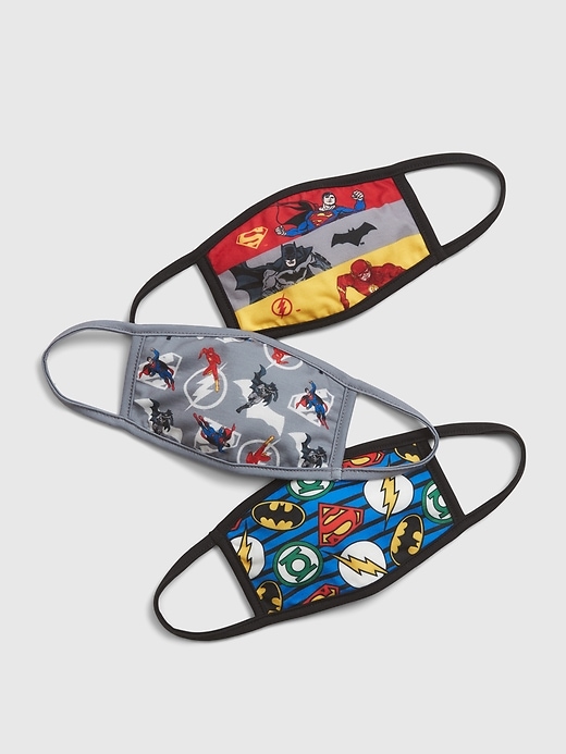 1 of 8 showing, with the color multi justice league of product Kids Justice League Face Mask (3-Pack)