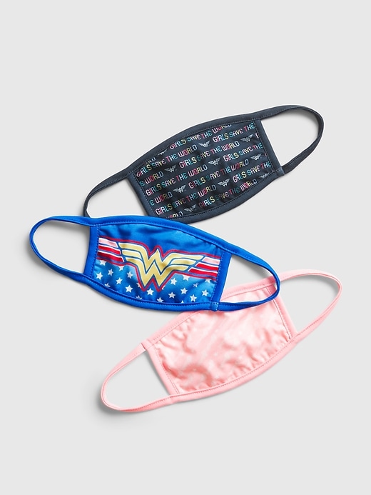 1 of 8 showing, with the color multi wonder woman of product Kids Wonder Woman Face Mask (3-Pack)