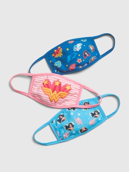 1 of 8 showing, with the color multi wonder woman of product Kids Wonder Woman Face Mask (3-Pack)
