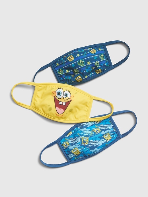 1 of 8 showing, with the color multi spongebob of product Kids SpongeBob Squarepants Face Mask (3-Pack)
