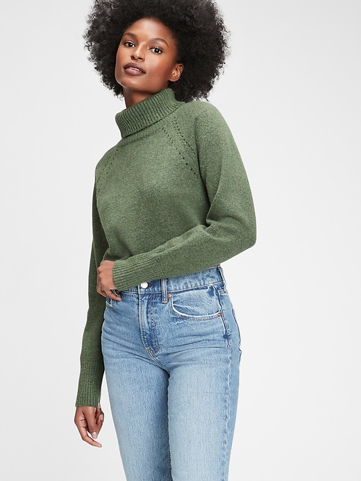Olive green turtleneck womens hot sale