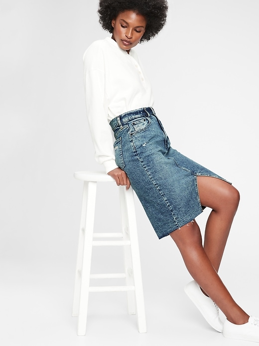 Image number 1 showing, Denim Pencil Skirt