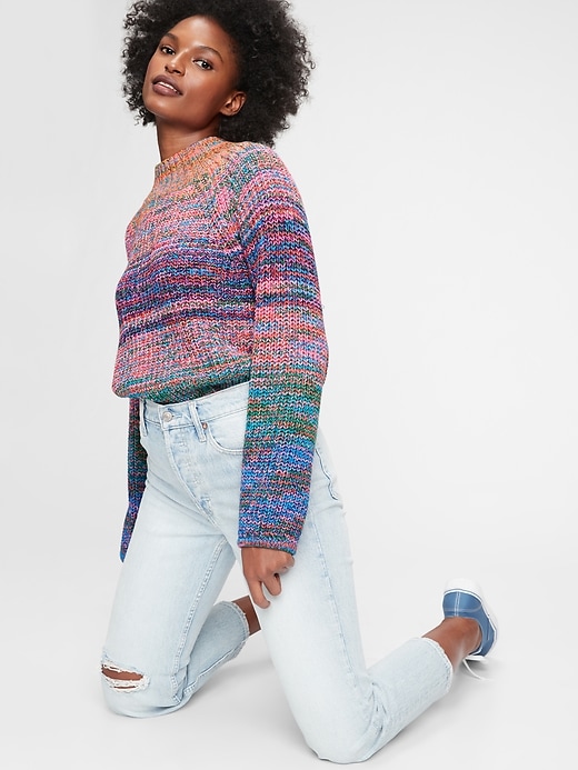 1 of 8 showing, with the color unicorn multi color of product Marled Turtleneck Sweater
