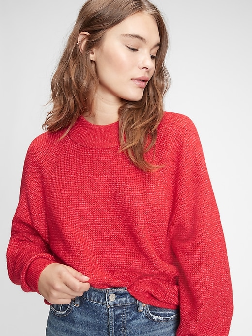 Image number 10 showing, Waffle-Stitch Mockneck Sweater