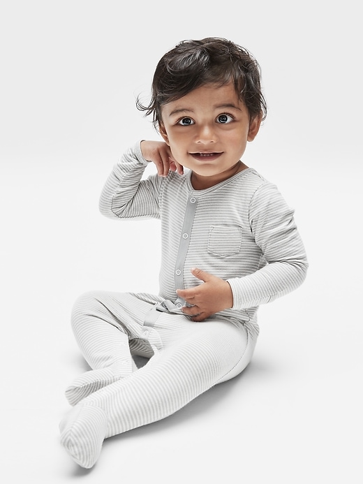 Image number 4 showing, Baby Organic Cotton Footed One-Piece