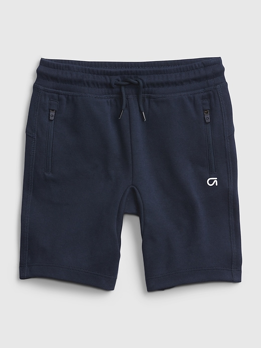 1 of 8 showing, with the color tapestry navy blue of product GapFit Toddler Fit Tech Pull-On Shorts