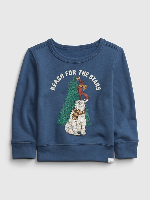 1 of 8 showing, with the color night blue of product Toddler Crewneck Graphic Sweater