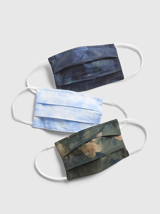 1 of 8 showing, with the color olive camo of product Kids' Full-Coverage Accordion Mask (3-pack)