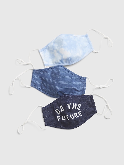 1 of 8 showing, with the color cloudy blue tie dye of product Kids Statement Contour Mask with Filter Pocket (3-Pack)