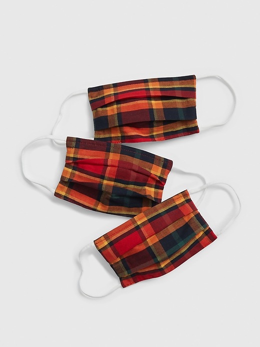 1 of 8 showing, with the color orange of product Kids' Full-Coverage Accordion Mask (3-Pack)