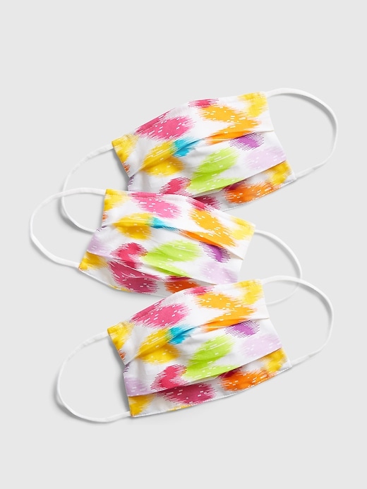 1 of 8 showing, with the color multi hearts milk of product Kids' Full-Coverage Accordion Mask (3-Pack)