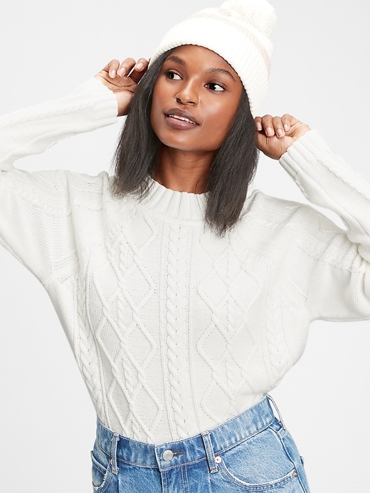 Image number 8 showing, Cable Knit Crewneck Sweater